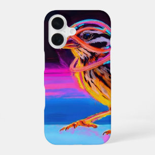 Neon Sparrow with Glowing Accents iPhone 16 Case