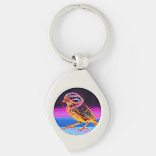 Neon Sparrow with Glowing Accents Keychain