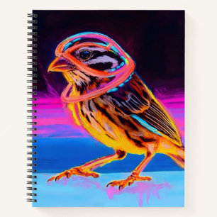 Neon Sparrow with Glowing Accents Notebook