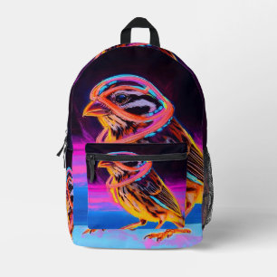 Neon Sparrow with Glowing Accents Printed Backpack