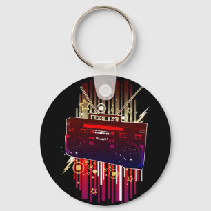 Neon Speaker Art with Colourful Retro Music Keychain
