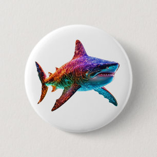 Neon Spectrum Shark 2 Inch Round Button