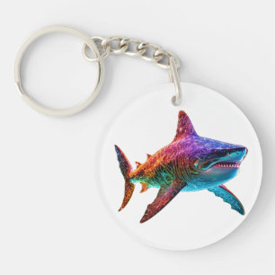 Neon Spectrum Shark Keychain