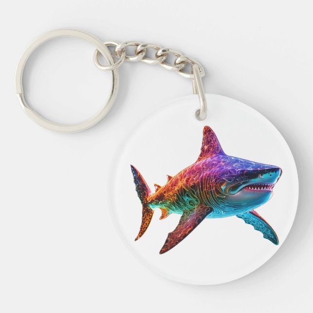 Neon Spectrum Shark Keychain (Front)