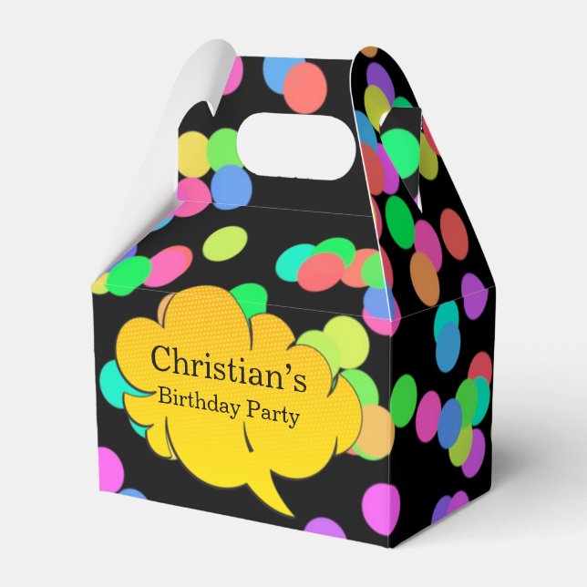 Neon Speech Bubble Birthday Party Favor Box (Front Side)