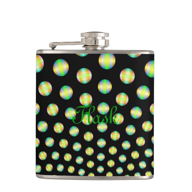Neon Spheres on Black Flask (Front)