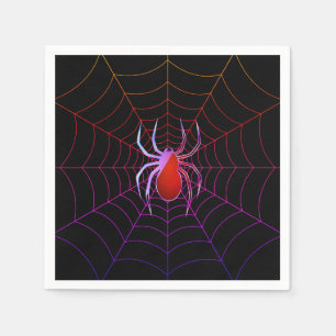 Neon spider and spiderweb napkin