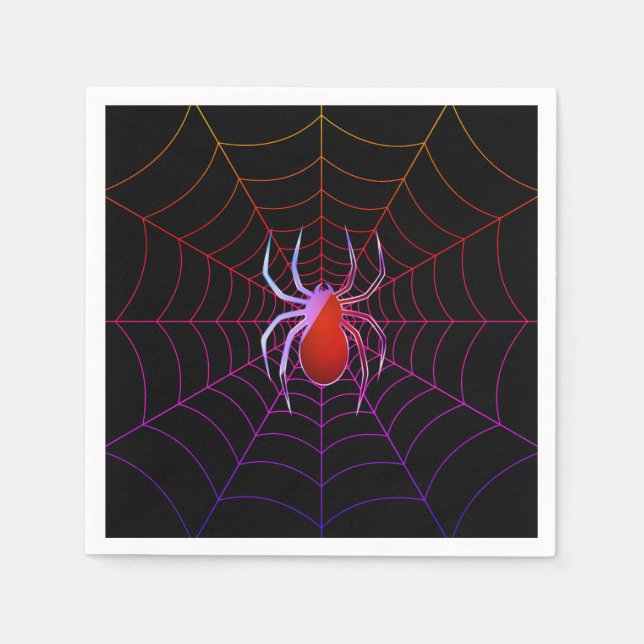 Neon spider and spiderweb napkin (Front)