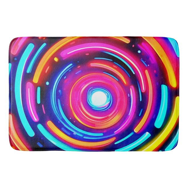 Neon Spiral Light Art Bath Mat (Front)