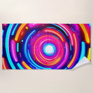 Neon Spiral Light Art Beach Towel