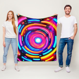 Neon Spiral Light Art Fleece Blanket
