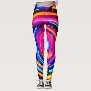 Neon Spiral Light Art Leggings
