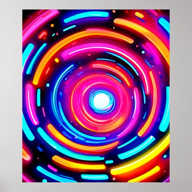 Neon Spiral Light Art Poster (Front)