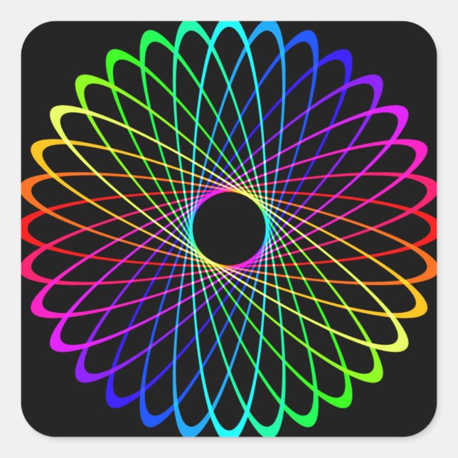 Neon Spiro Abstract Square Sticker (Front)