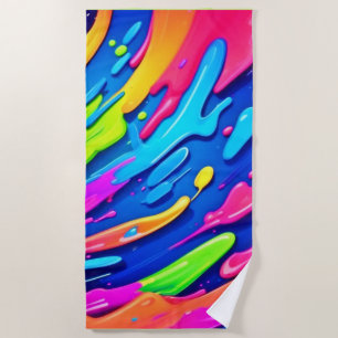 Neon Splash Abstract Art Magic Beach Towel