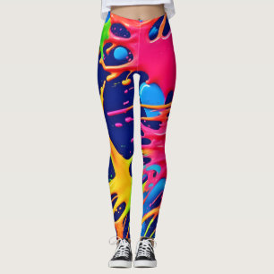 Neon Splatter: Abstract Vibrant Art Leggings