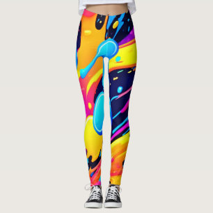 Neon Splatter Paint Art Leggings