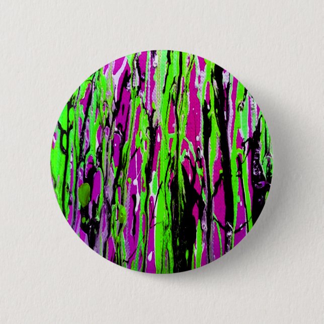 Neon Splatter Paint Purple Green and Black 2 Inch Round Button (Front)