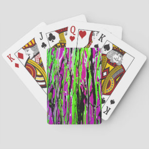 Neon Splatter Paint Purple Green and Black Playing Cards