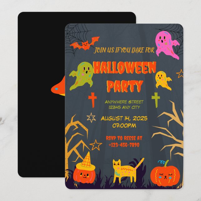  Neon Spooky Halloween Party Invitation (Front/Back)