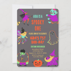 Neon Spooky One First Birthday Invitation