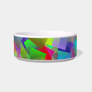 neon squares cat food bowl 