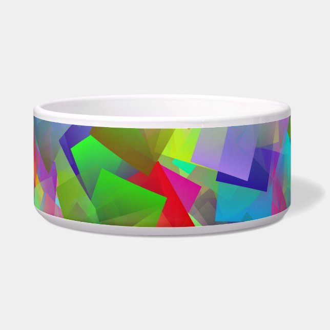 neon squares cat food bowl (Right)