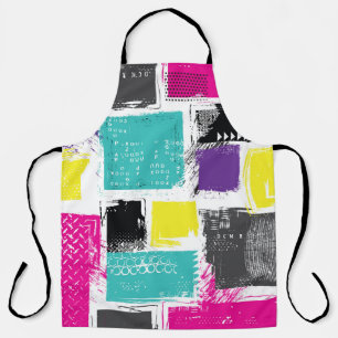 Neon Squares Retro Abstract Pattern Apron