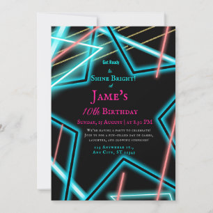 Neon star rétro Style Euphoria invitation annivers