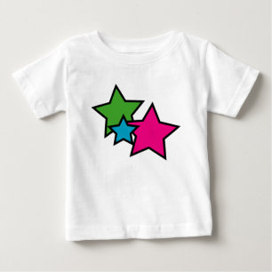 Neon Stars Pink Green Blue Colourful Baby T-Shirt