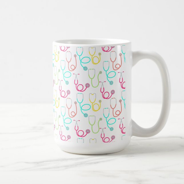 Neon Stethoscope Pattern Coffee Mug (Right)