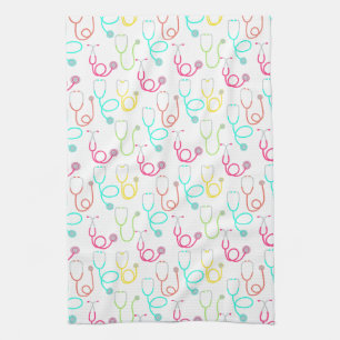 Neon Stethoscope Pattern Kitchen Towel