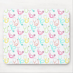 Neon Stethoscope Pattern Mouse Pad