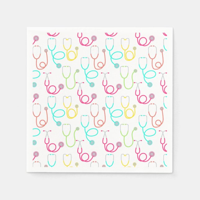 Neon Stethoscope Pattern Napkin (Front)