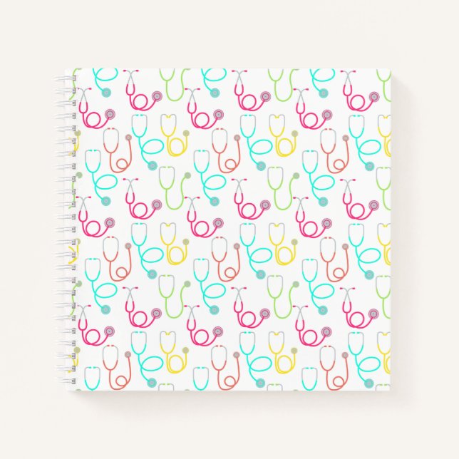 Neon Stethoscope Pattern Notebook (Front)