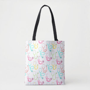 Neon Stethoscope Pattern Tote Bag