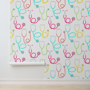 Neon Stethoscope Pattern Wallpaper