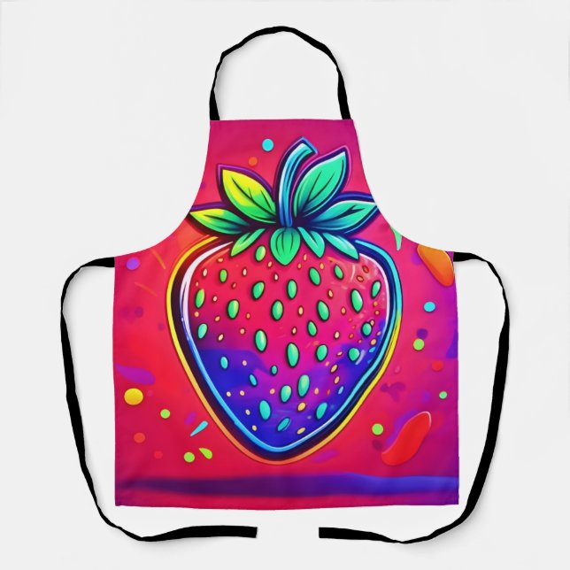 Neon Strawberry Pop Apron (Front)