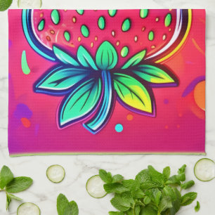 Neon Strawberry Pop Kitchen Towel