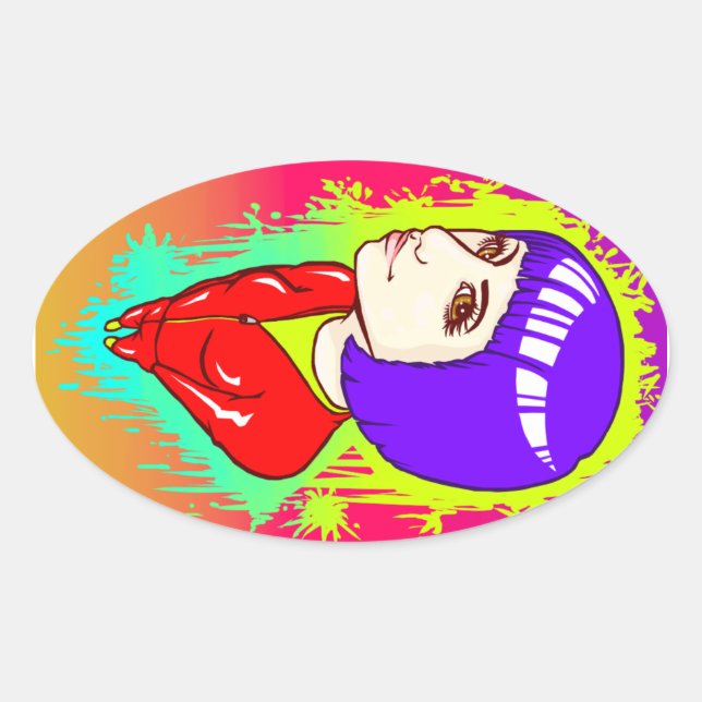 Neon Street Oval Sticker (Front)