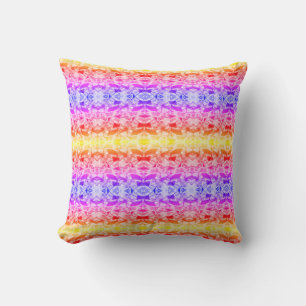 Neon Stripe Pattern Bright Fabric Silky Throw Pillow