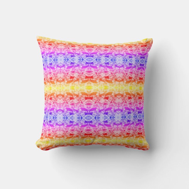 Neon Stripe Pattern Bright Fabric Silky Throw Pillow (Front)