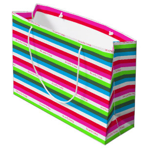 Neon Stripe Personalized Holiday Large Gift Bag