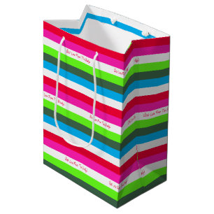 Neon Stripe Personalized Holiday Medium Gift Bag