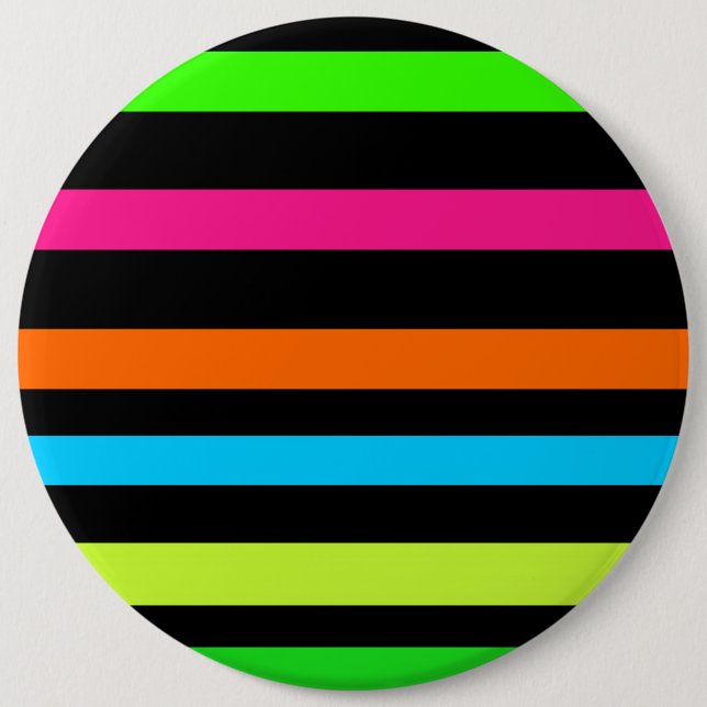 Neon stripes 6 inch round button (Front)