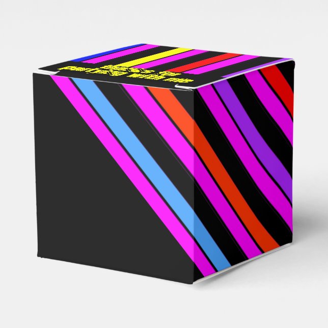Neon Stripes Black Party Favour Box (Front Side)
