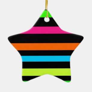 Neon stripes ceramic ornament