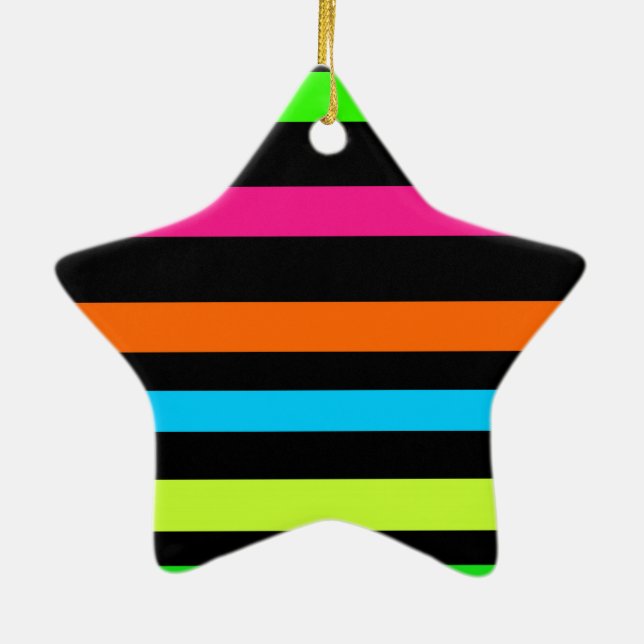 Neon stripes ceramic ornament (Back)