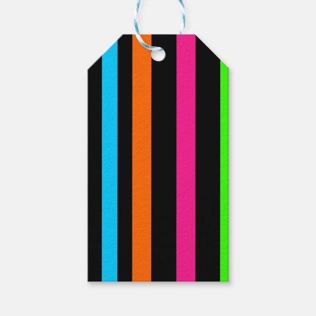 Neon stripes gift tags (Front)