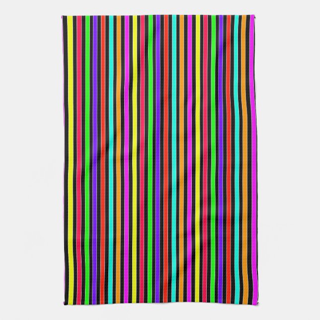 Neon Stripes Kitchen Towel (Vertical)